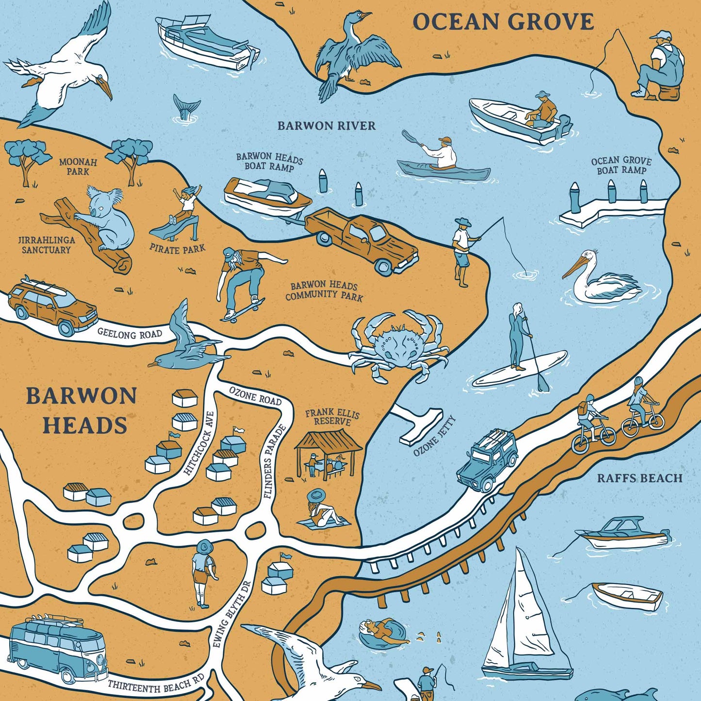 Barwon Heads & Ocean Grove | Illustrated Map