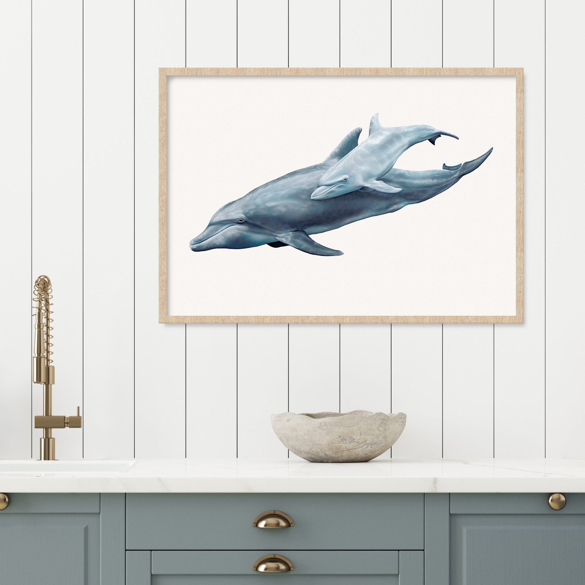 bottlenose dolphin artwork in frame