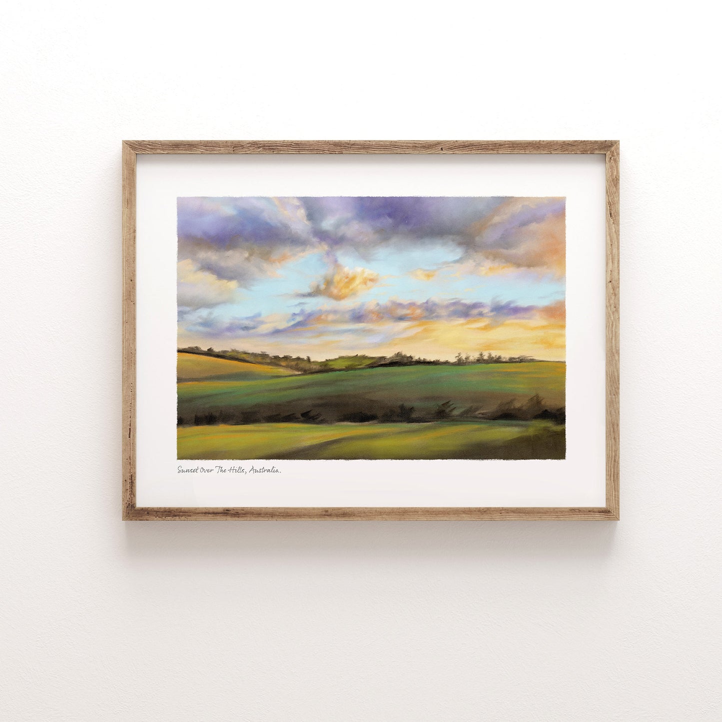 Soft Pastel Landscape - Sunset over the Hills